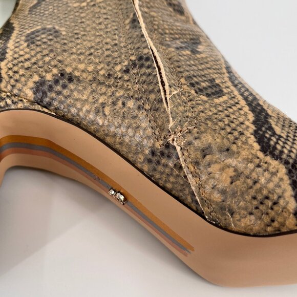 Sam Edelman Sylvia 2 Knee‑High Boot Size 8.5 Tan Python Embossed Leather - Picture 7 of 16
